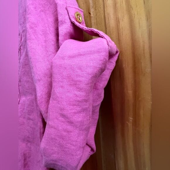 Company Ellen Tracy size M peony color linen half zip blouse - Picture 2 of 8